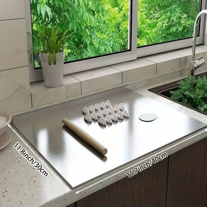 Tabla de cortar de cocina de acero inoxidable de doble cara y tamaño extra grande para frutas y masa