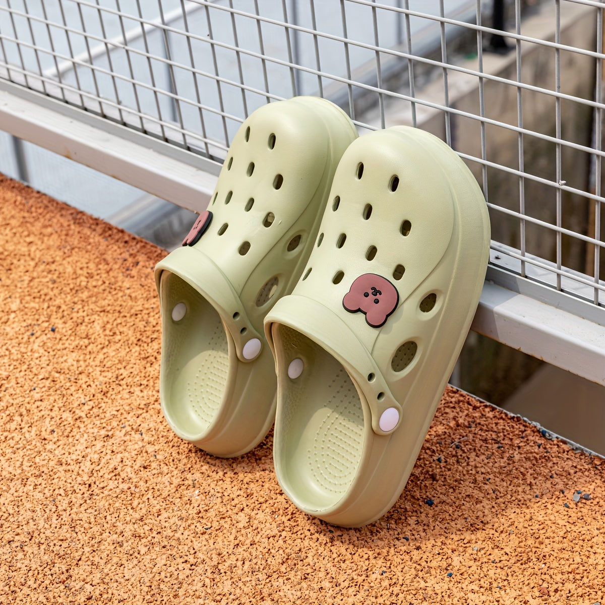 Women's Slip-On Shoes Lightweight Cushioned Platform Sandals Black Pink Bear