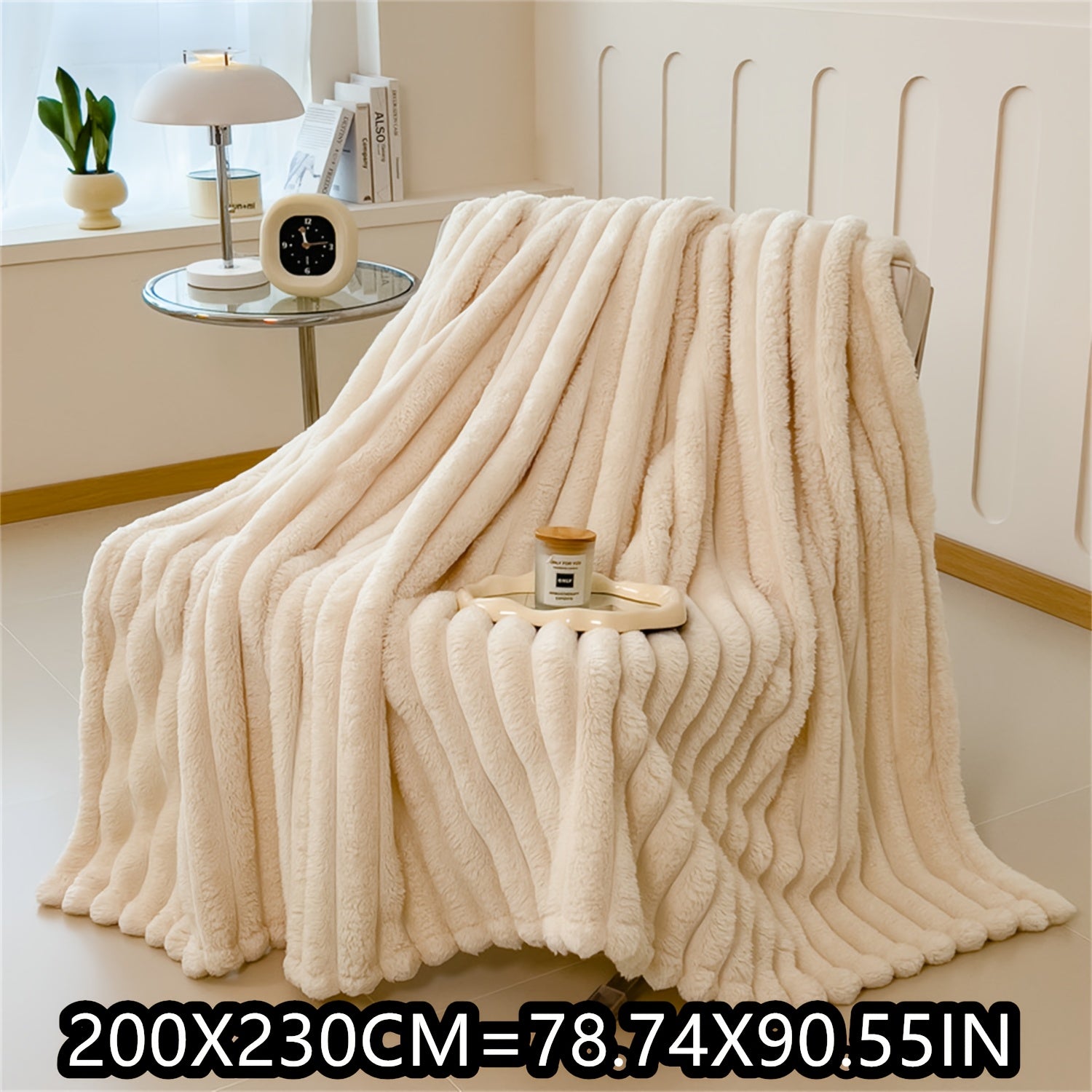 Soft Plush Faux Rabbit Blanket Cozy Warm Stylish for Home and Travel