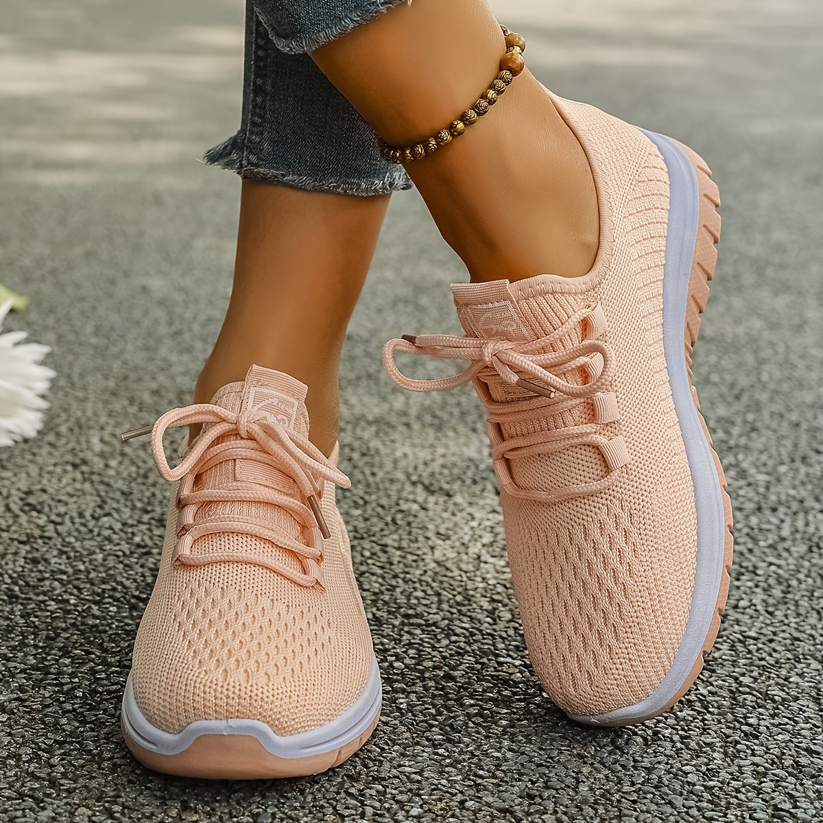 Women's Athletic Mesh Sneakers with Thick Sole and Non-Slip Outsole
