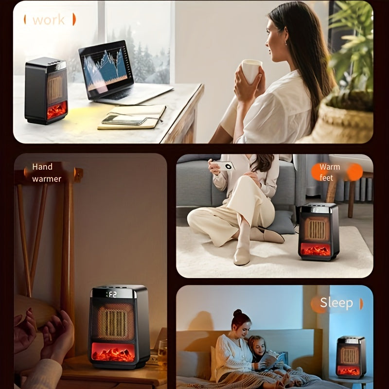 1000W Electric Fan Heater Portable Ceramic PTC Desktop Warmer with Thermostat