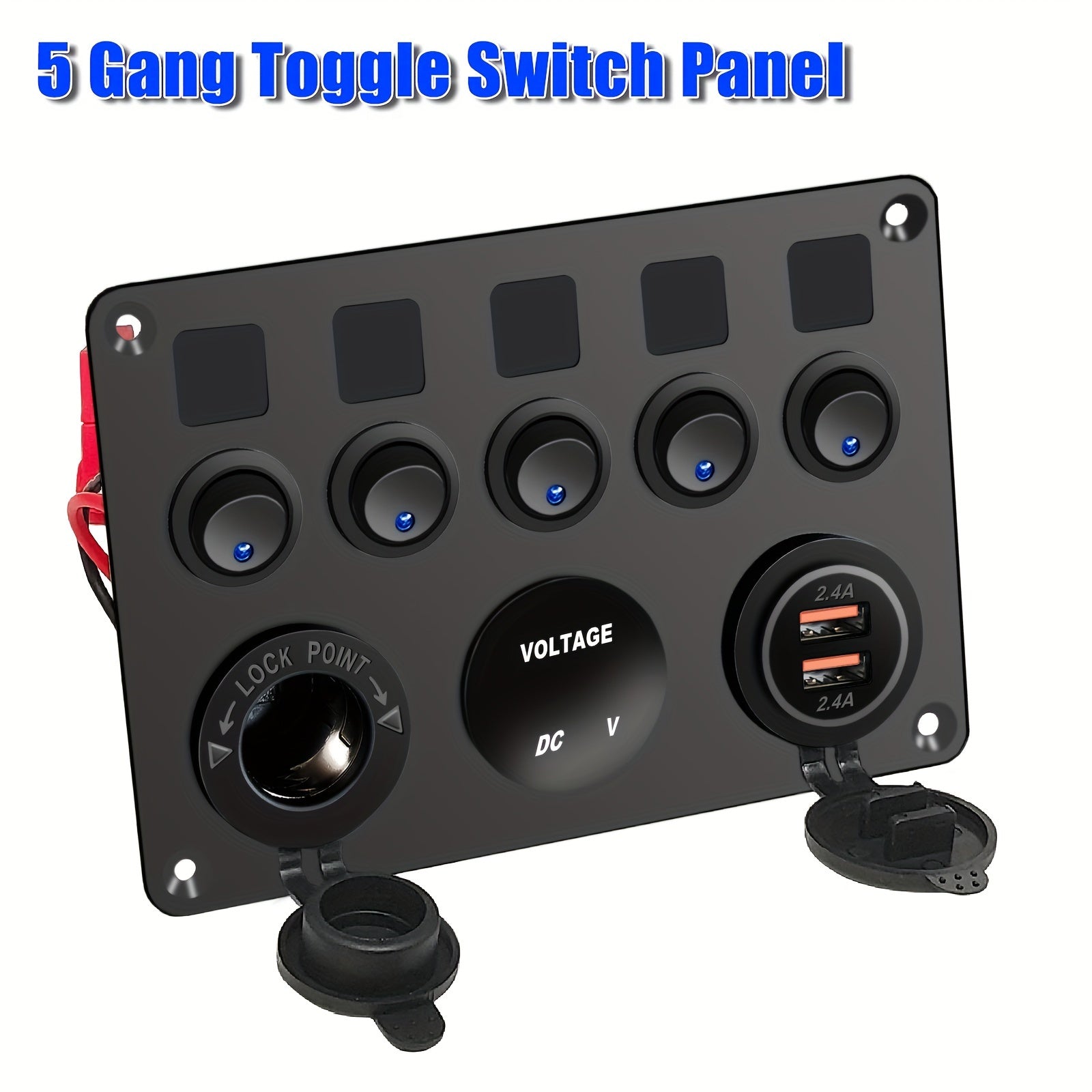 Multi-Functional Rocker Switch Panel with USB Charger Volt Meter Car Yacht
