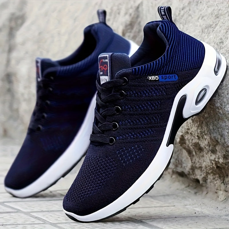 Men's Breathable Running Shoes Lightweight Knit Shock Absorption Anti-Slip Low-Top Sneakers