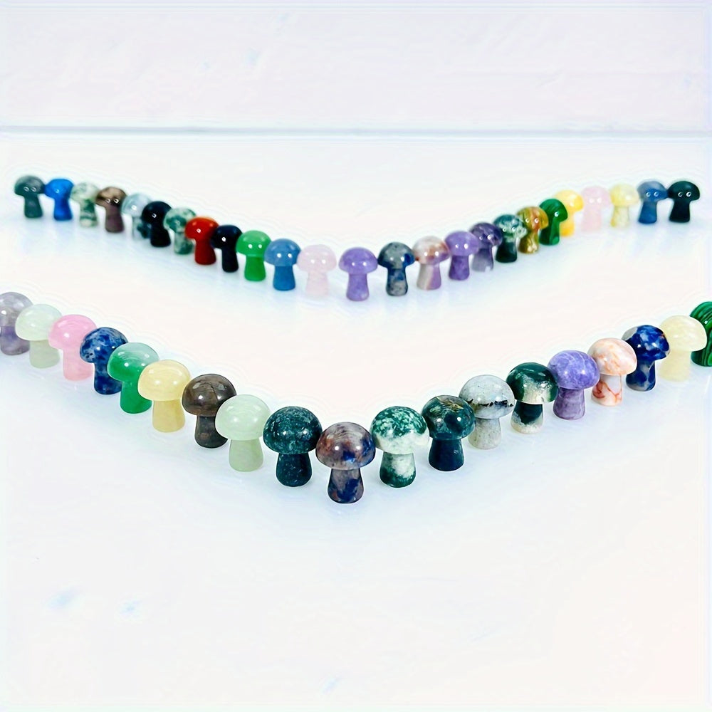 Juego de 20 cuentas de cristal artificial mini setas talladas a mano, gemas falsas para decoración del hogar