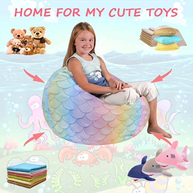 Funda grande para silla de saco de frijoles para almacenamiento de juguetes de felpa, desmontable y fácil de limpiar