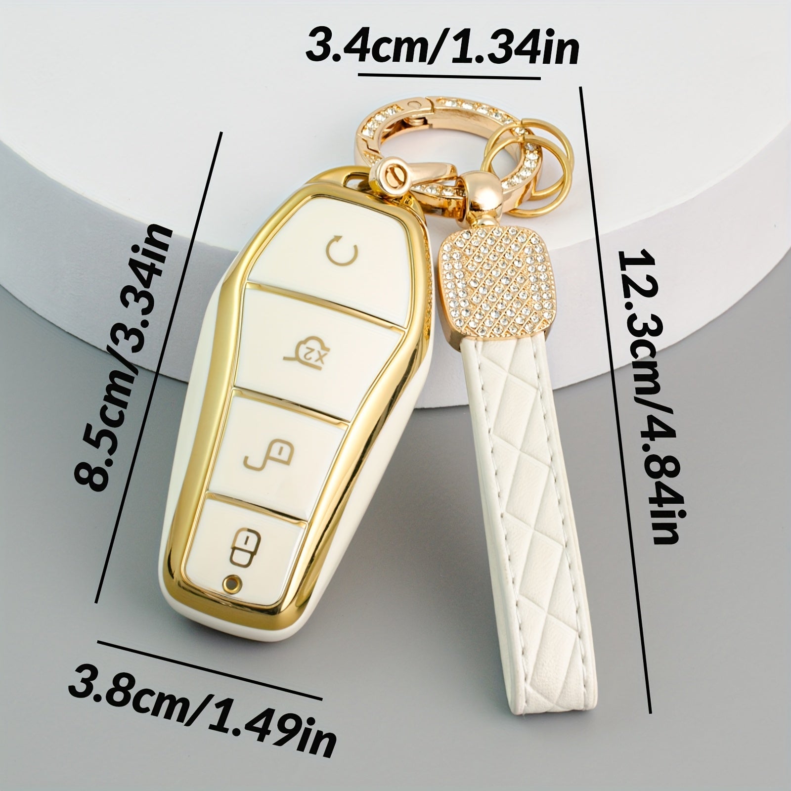 Elegant TPU Key Fob Cover with Crystal Keychain for EV Remote Control