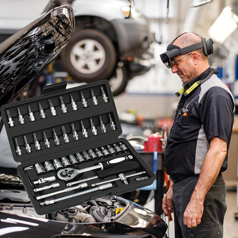 Juego de herramientas de reparación automotriz de acero cromo vanadio de alta dureza de 46 piezas