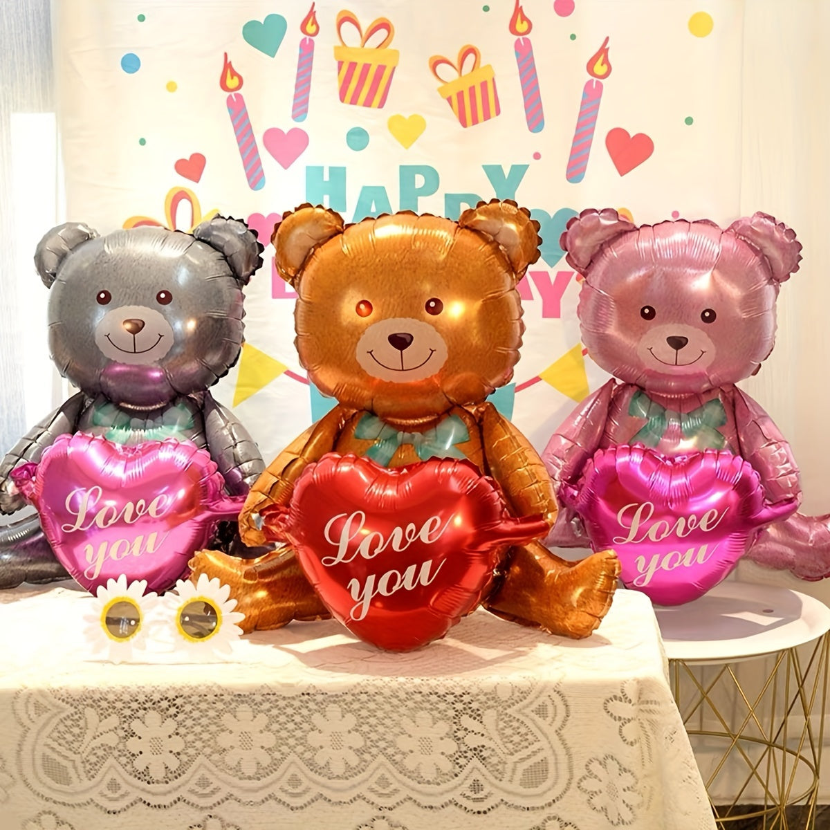 27-Inch Valentine's Day Teddy Bear and Heart Balloon Gift for All Ages