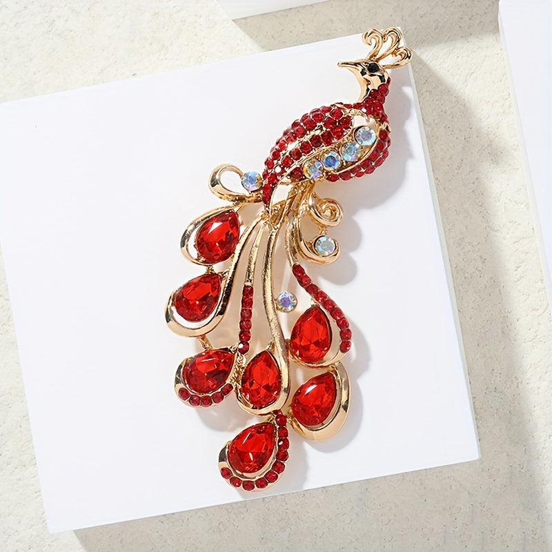Peacock Brooch for Men and Women Rhinestone Jewelry Accessory Party Gift Clutch Pin