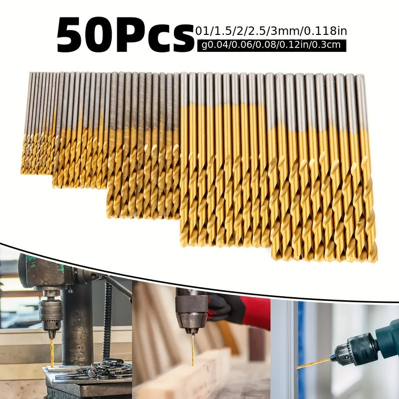 50-tilo Titanium qoplangan burg'ulash uchlari to'plami, uyda o'z qo'lingiz bilan loyihalar uchun, sovg'a qutisi bilan