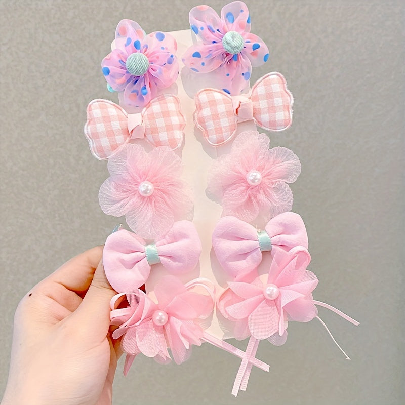 Girls Flower Hair Clips Set 10 Cute Lace Hair Accessories for Summer Outings