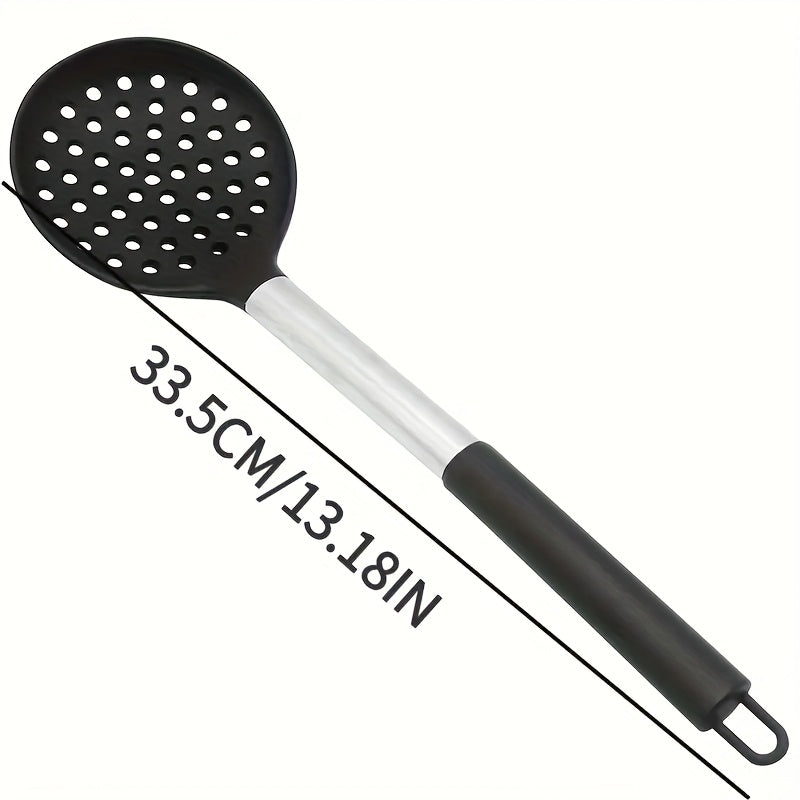Heat Resistant Silicone Slotted Spoon with Stainless Steel Handle Nonstick Skimmer