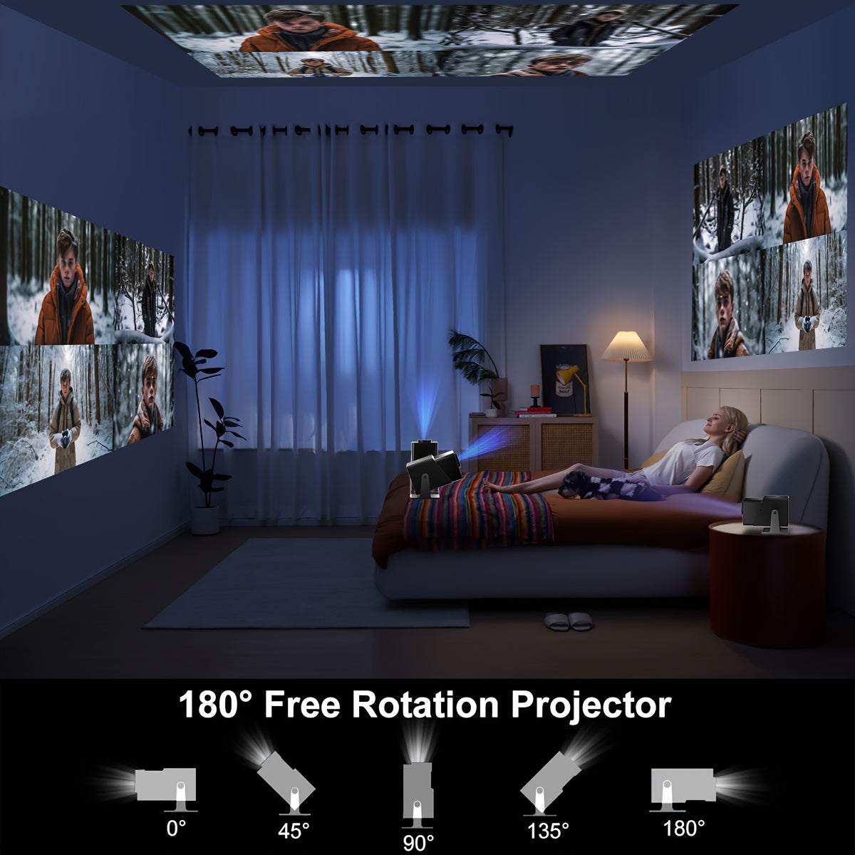 Mini Projector 4K Support 260 ANSI Brightness 5G WiFi 180° Swivel