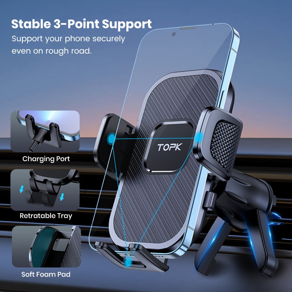 Soporte para teléfono de coche, montaje en metal, clip para rejilla de ventilación compatible con todos los teléfonos