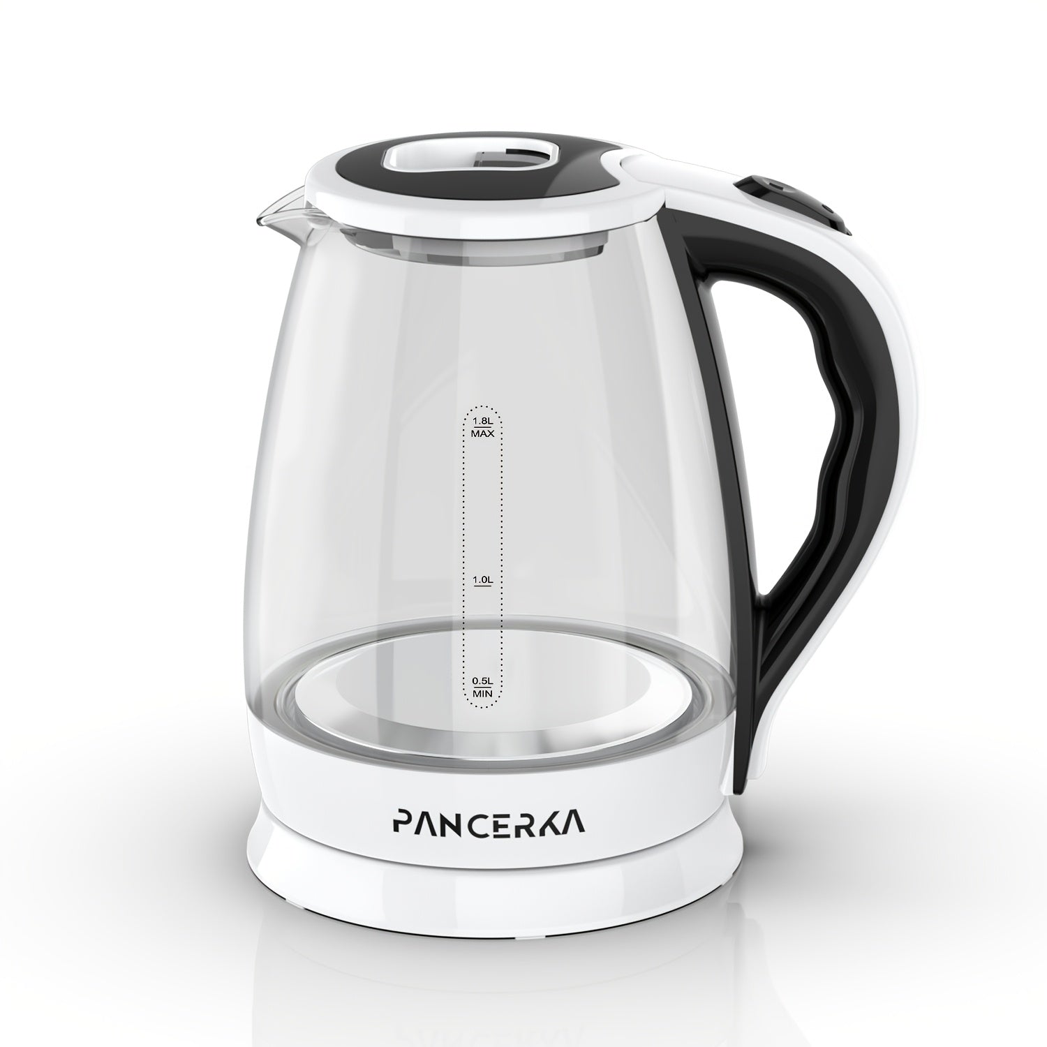 Electric Kettle 1.8L Borosilicate Glass 1500W Auto Shutoff Boil-Dry Protection