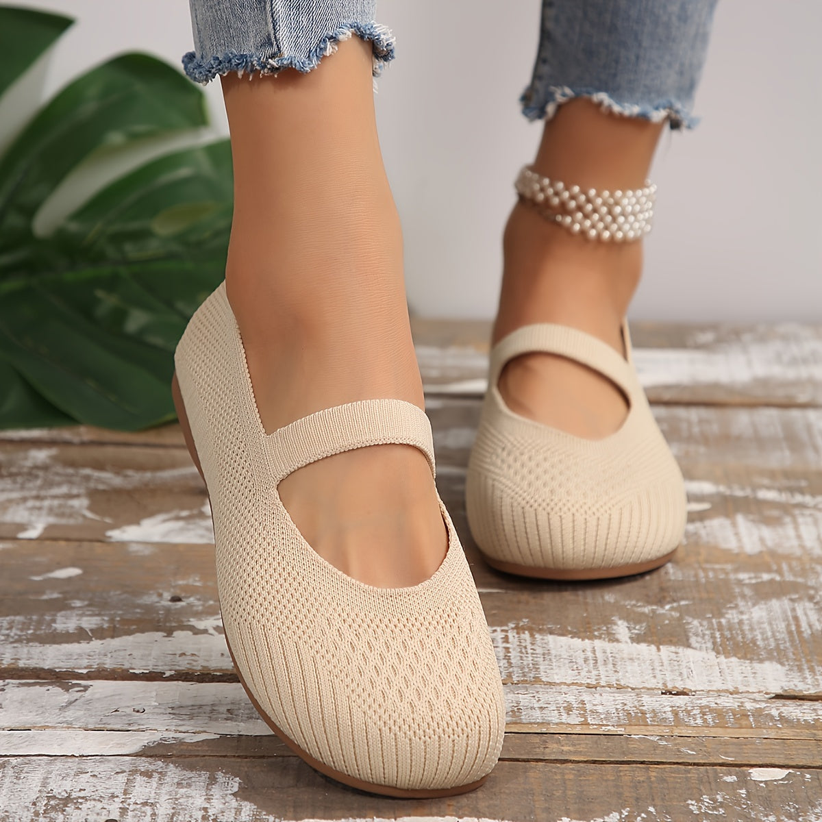 Zapatos casuales de mujer tipo Mary-Jane con tela transpirable y diseño slip-on