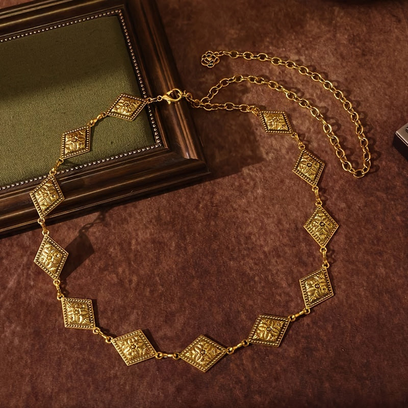 Women's Boho Style Waistband with Adjustable Chain Belt and Body Jewelry in Gold and Silver