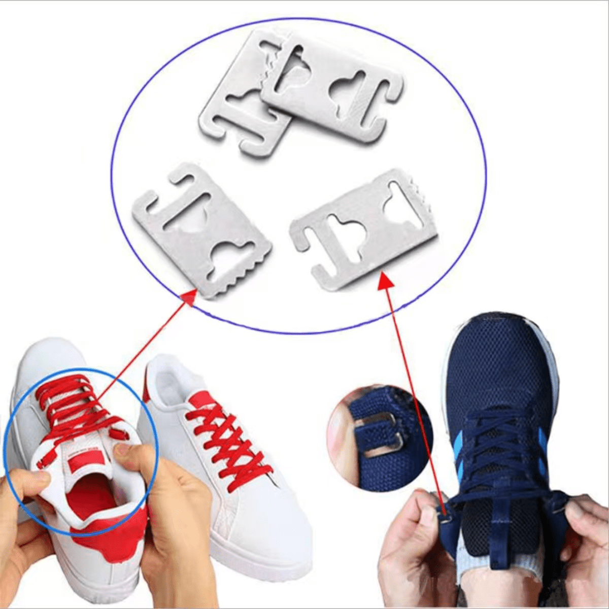 10Pcs Stainless Steel Shoelace Buckles Invisible Japanese Shoe Accessories