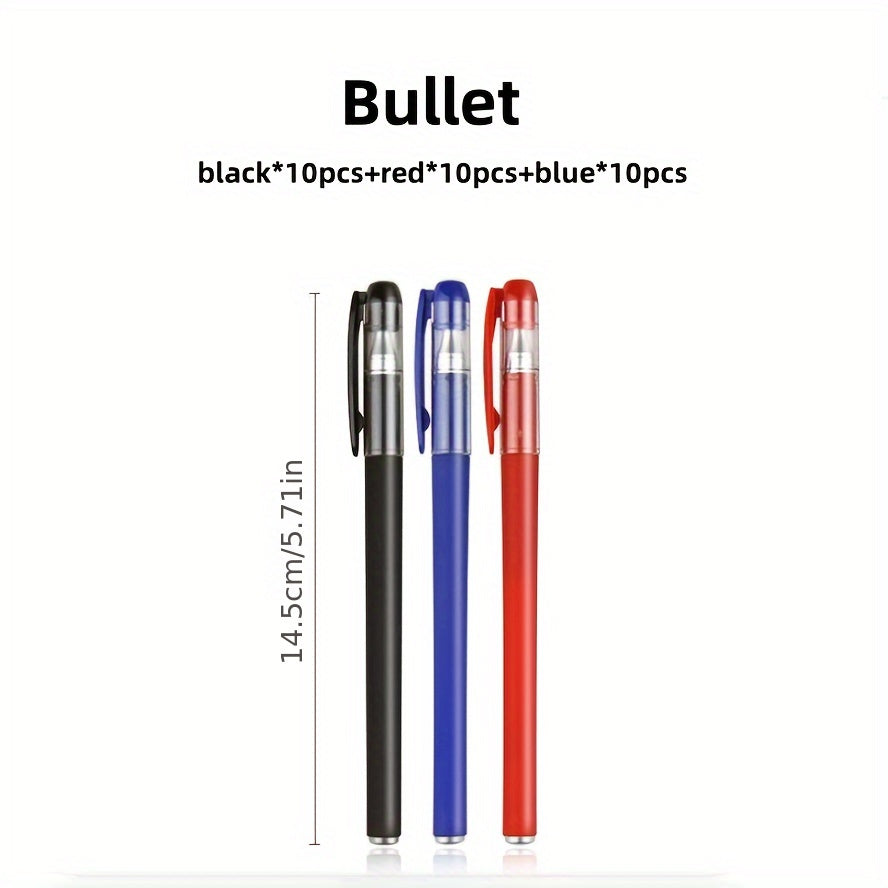 Set of 30 Fine Tip Gel and Ballpoint Pens with Screw Cap for Professionals and Students