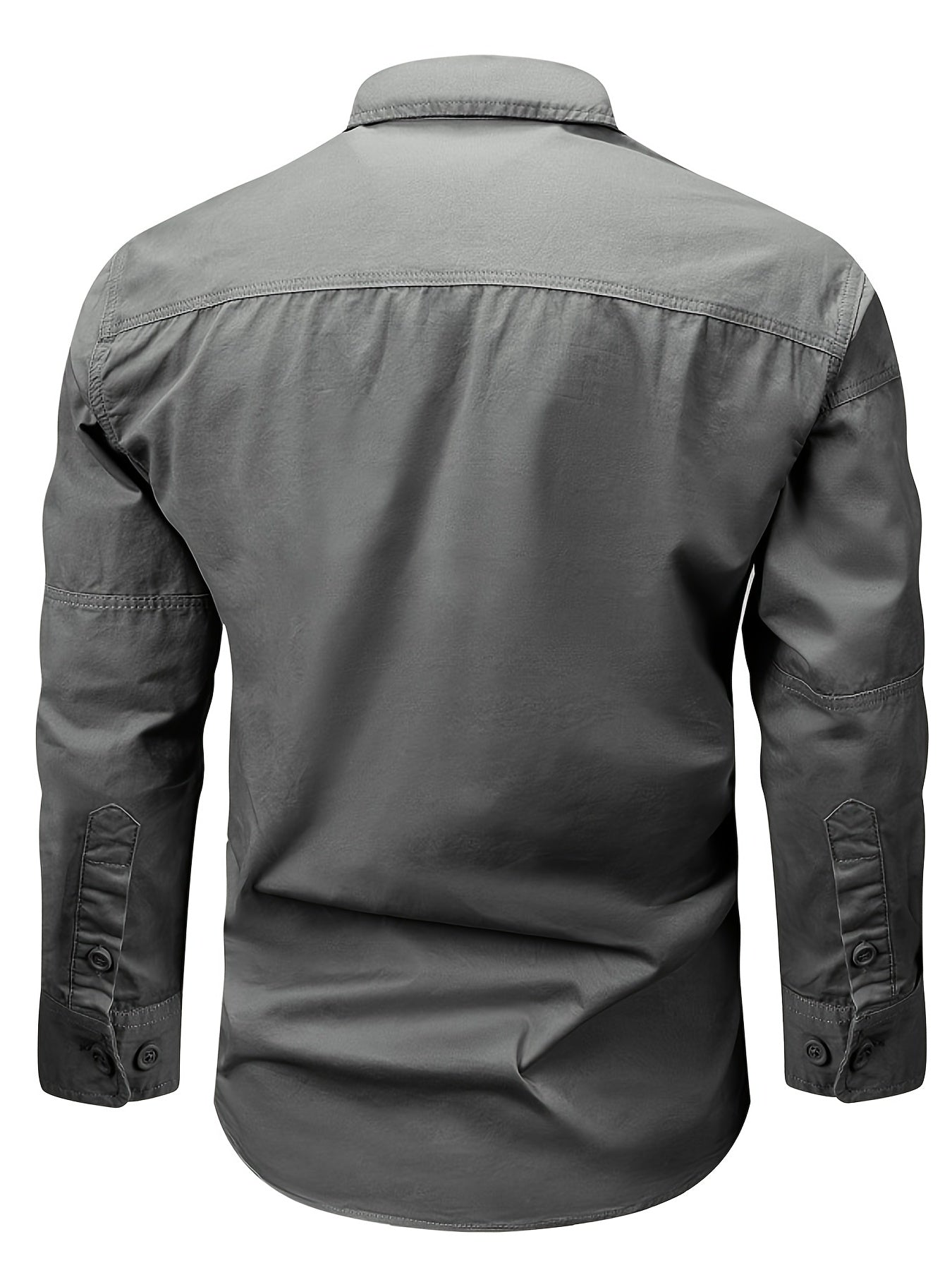 Мужская хлопковая рубашка в стиле кари с застежкой-молнией и лацканом для весны и осени