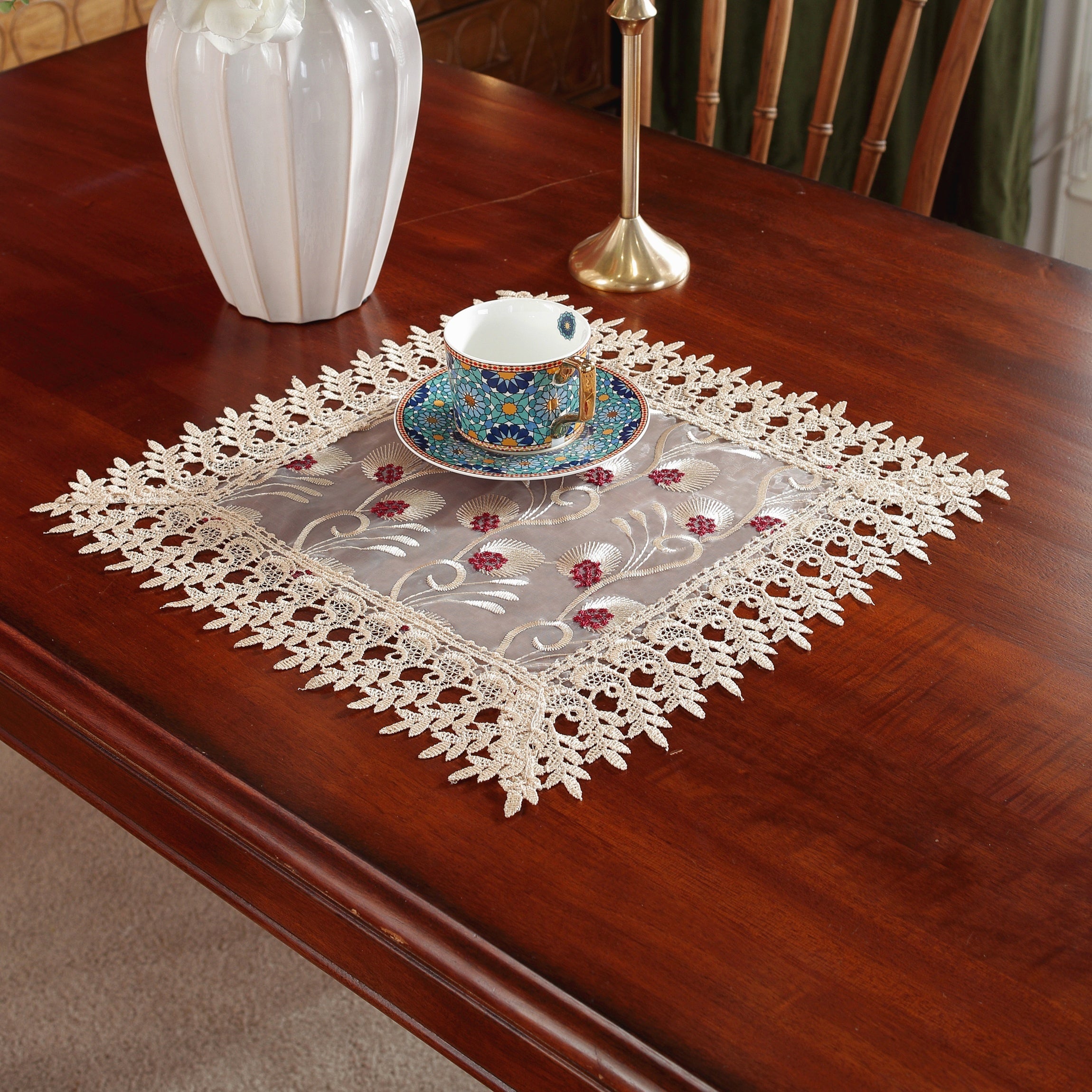 Embroidered Polyester Table Runner for Holiday and Wedding Decor