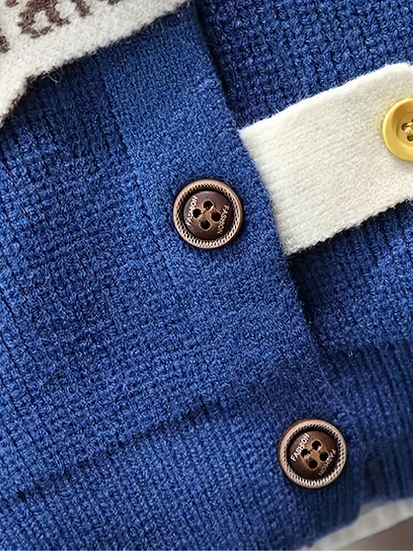 Boys' Mustard Yellow Knit Cardigan with Bear Patch Long Sleeve Fall Winter Kids' Sweater