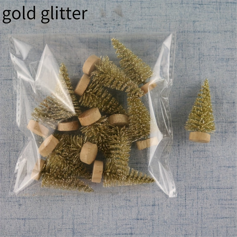12 Mini Christmas Tree Decorations Fir and Pine for Tabletop and Home Decor