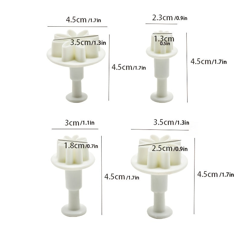 Set of 4 Flower-Shaped Fondant Molds for Cookies and Candy Baking Tools