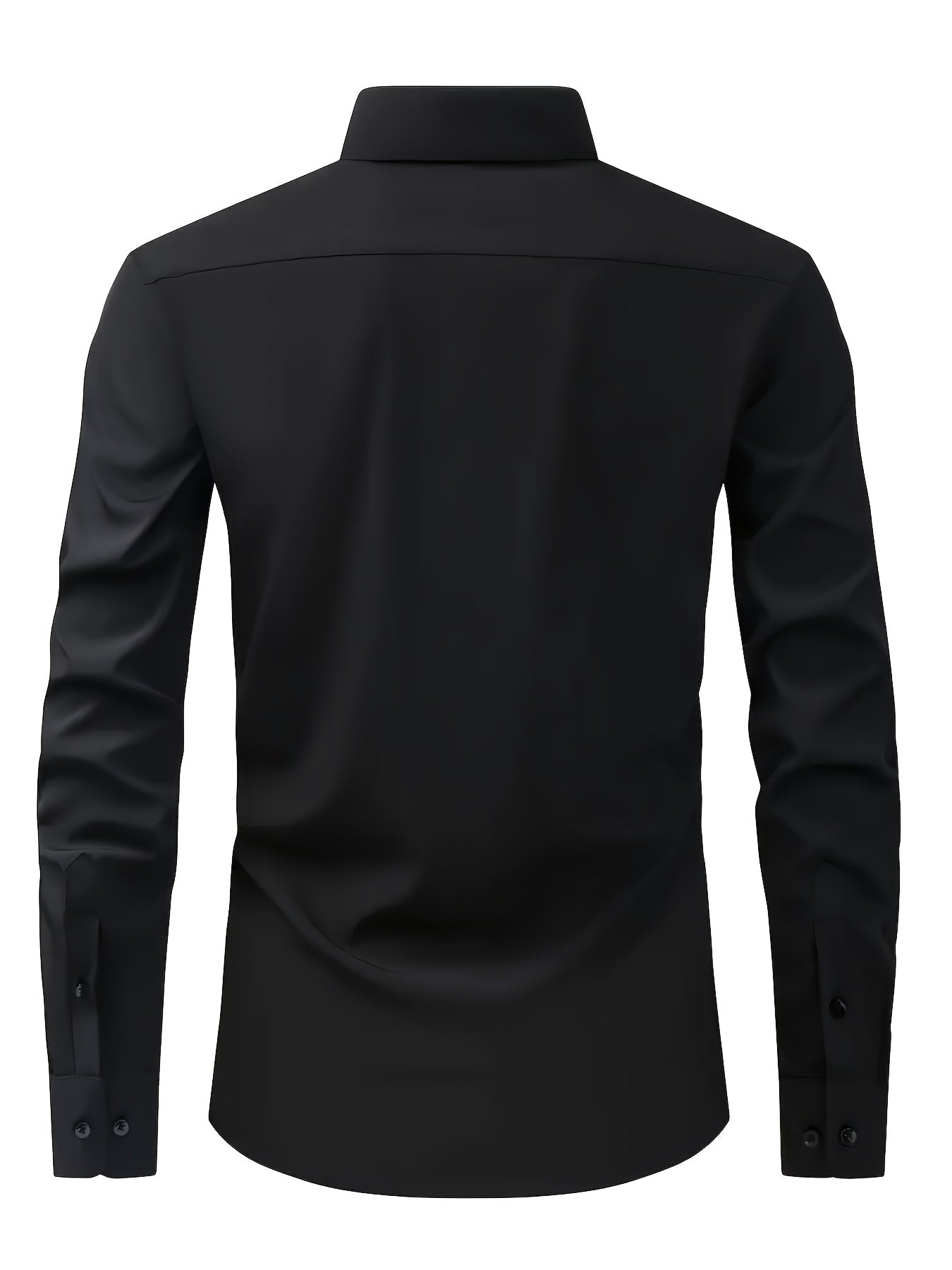 Men's Solid Color Long Sleeve Shirt Regular Fit Lightweight Woven Polyester Elastane
