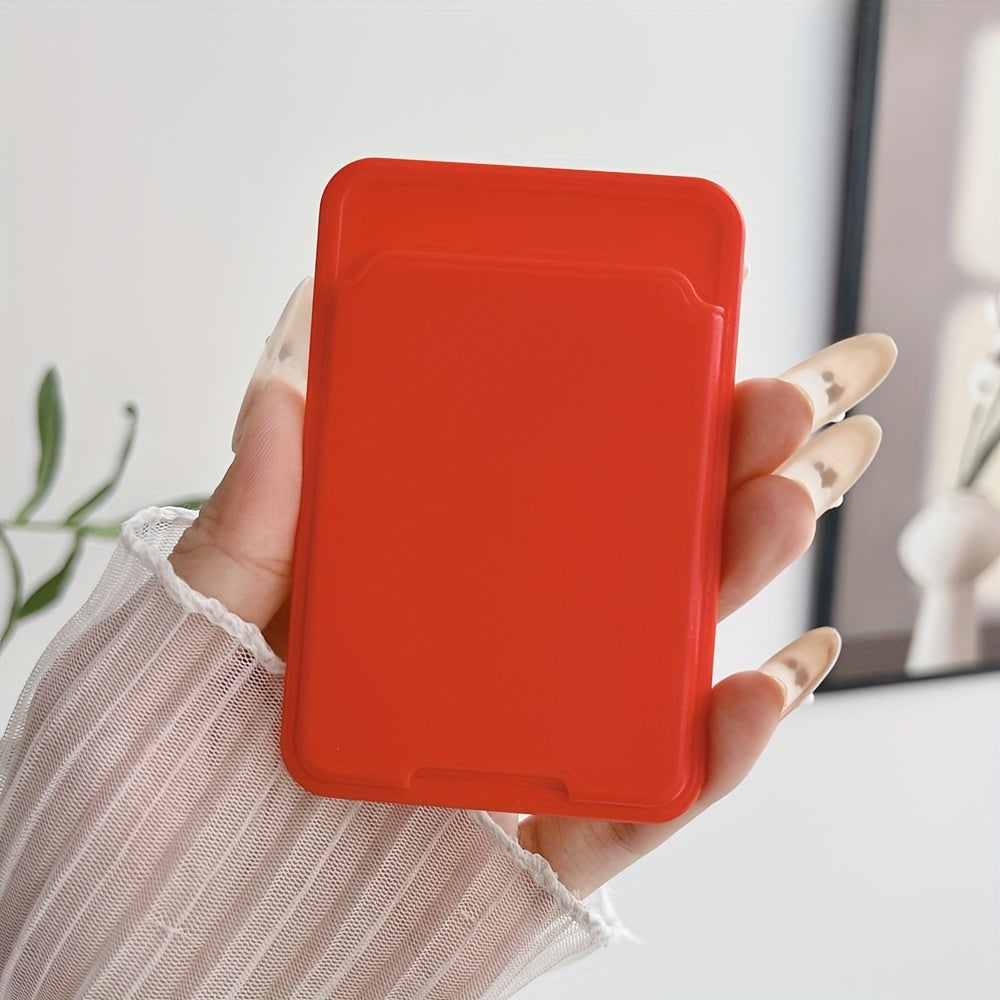 Smartphone Card Holder Self-Adhesive Solid Color Business Card Bag for DIY Customization