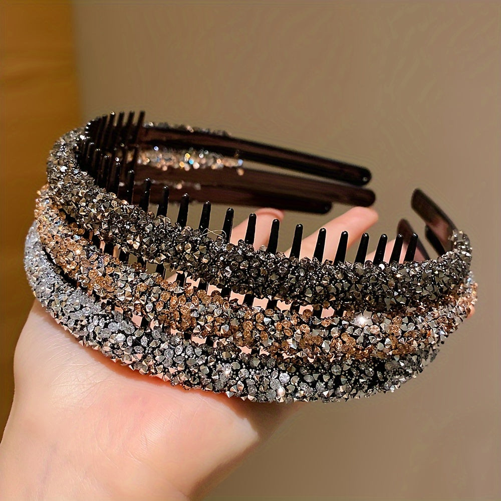 Girls Resin Hairbands Set 3 with Rhinestones for Ages 3-14