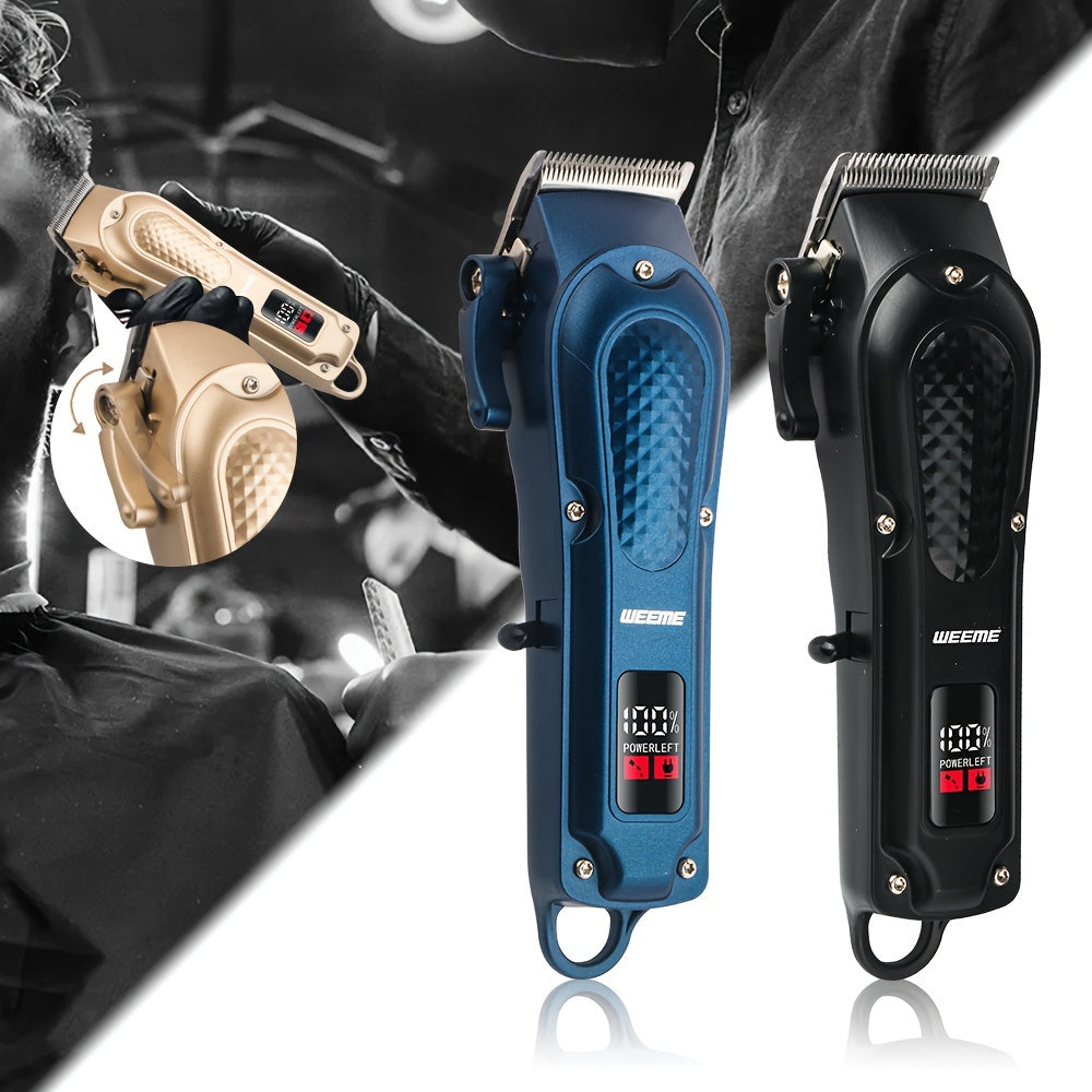 Kit de cortapelos para hombres con 4 peines ajustables, pantalla LCD, batería recargable de litio, negro, azul y dorado