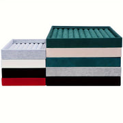 Velvet Jewelry Display Tray for Rings Earrings and Studs Organizer Storage