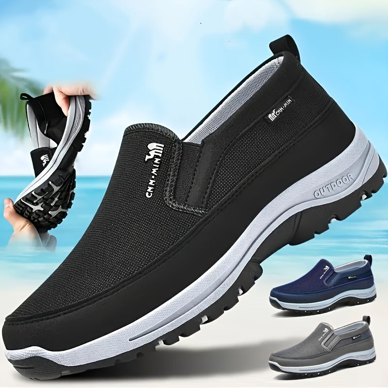 Men's Slip-On Casual Walking Shoes Breathable Fabric Durable Non Slip All-Season