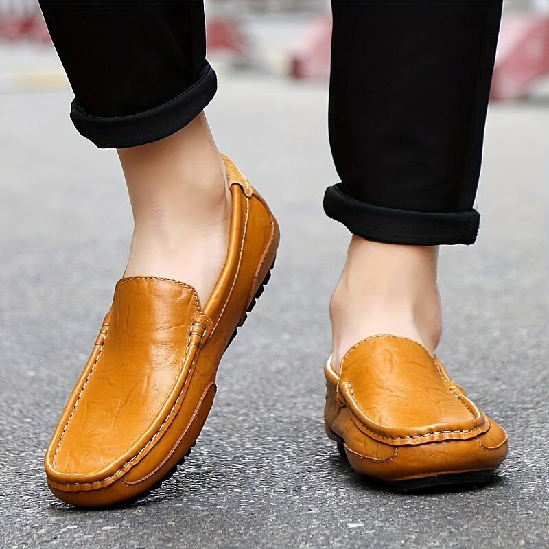 Men's Casual Slip-On Driving Moccasins Leather Low Top All-Season