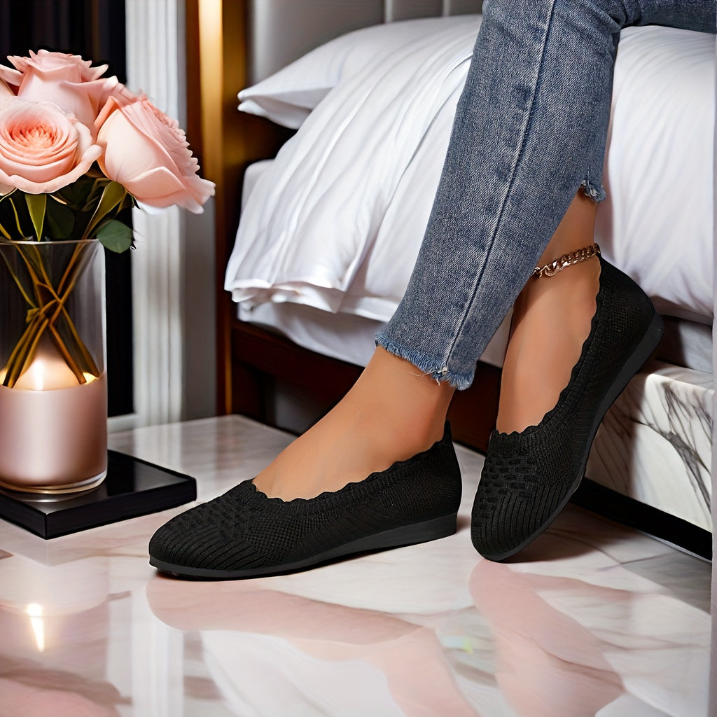 Женские легкие туфли-слипы из дышащей тканой ткани для всех сезонов, черные