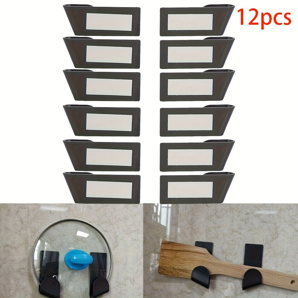12 Pack No-Drill Plastic Pot Lid Holders Wall Mount Kitchen Storage Organizer