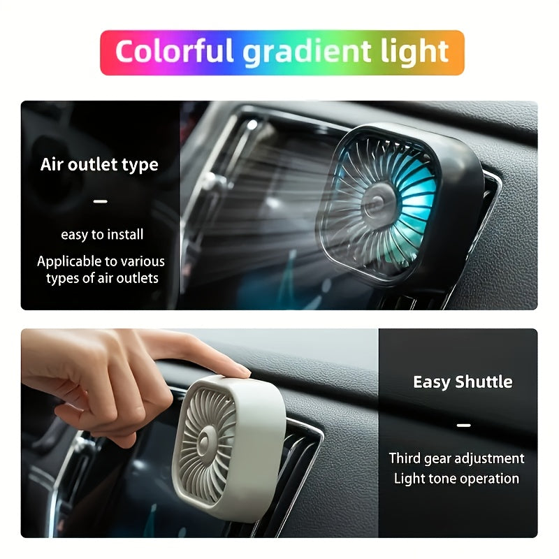 Portable USB Car Fan with Atmosphere Light for RV Ventilation