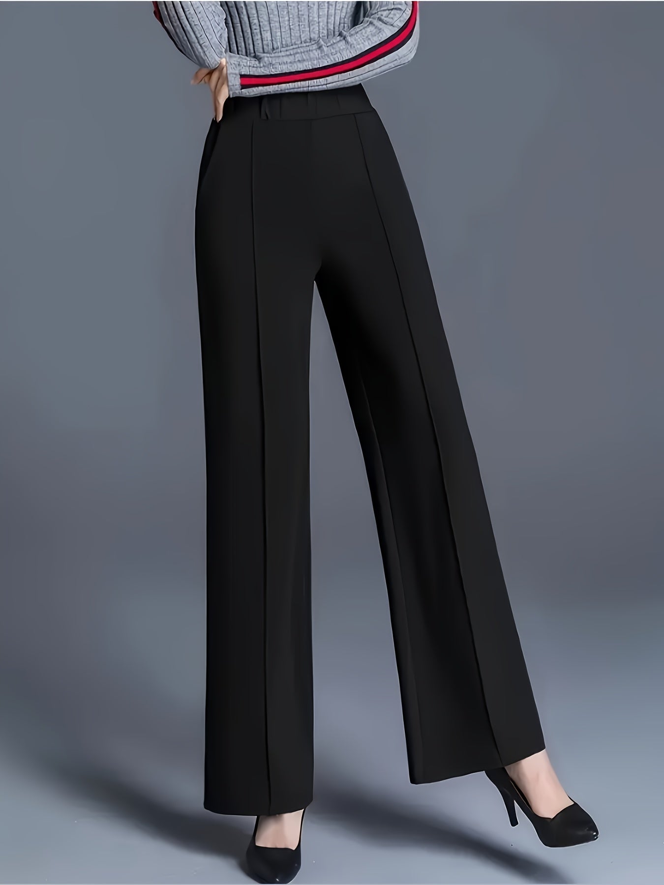 Ayollar uchun keng bo‘yinli elastik shimlar, cho‘ntaklar bilan, barcha mavsumlar uchun qulay shimlar