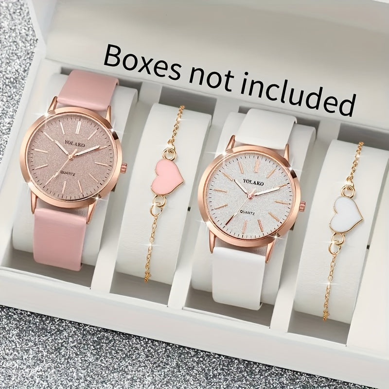 Set of 4 Women's Quartz Watches Silicone Bands Analog Durable Alloy Case