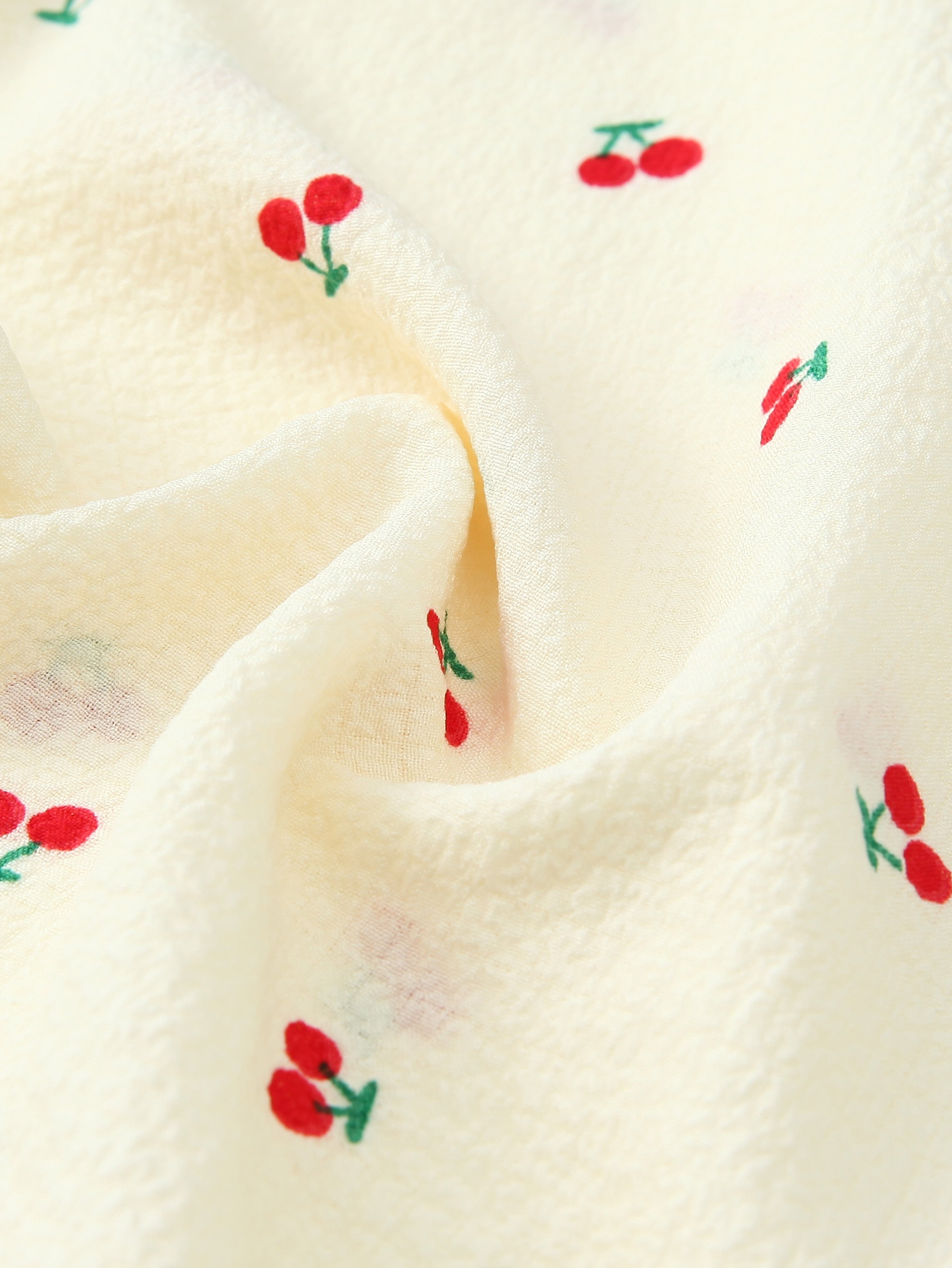 Women's Cherry Print Pajama Set Long Sleeve Top and Pants All-Season Polyester