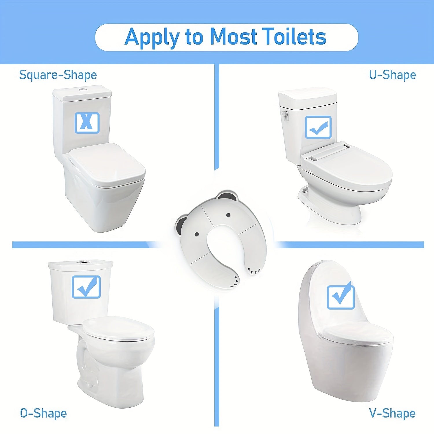 Children's Folding Travel Toilet Seat for Toddlers with Non-Slip Silicone and Built-In Buckle