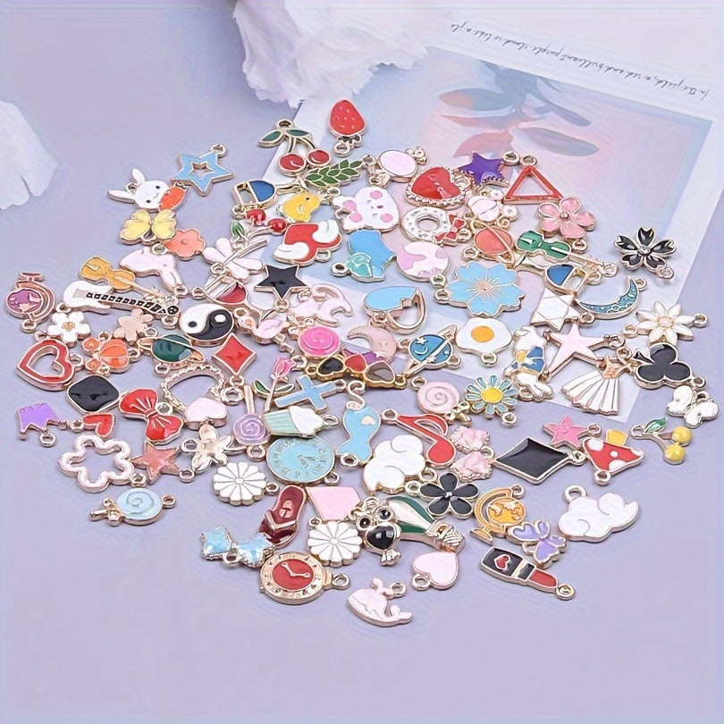 Assorted Jewelry Charms Pack of 30 50 or 100 Flower and Heart Floating Charms