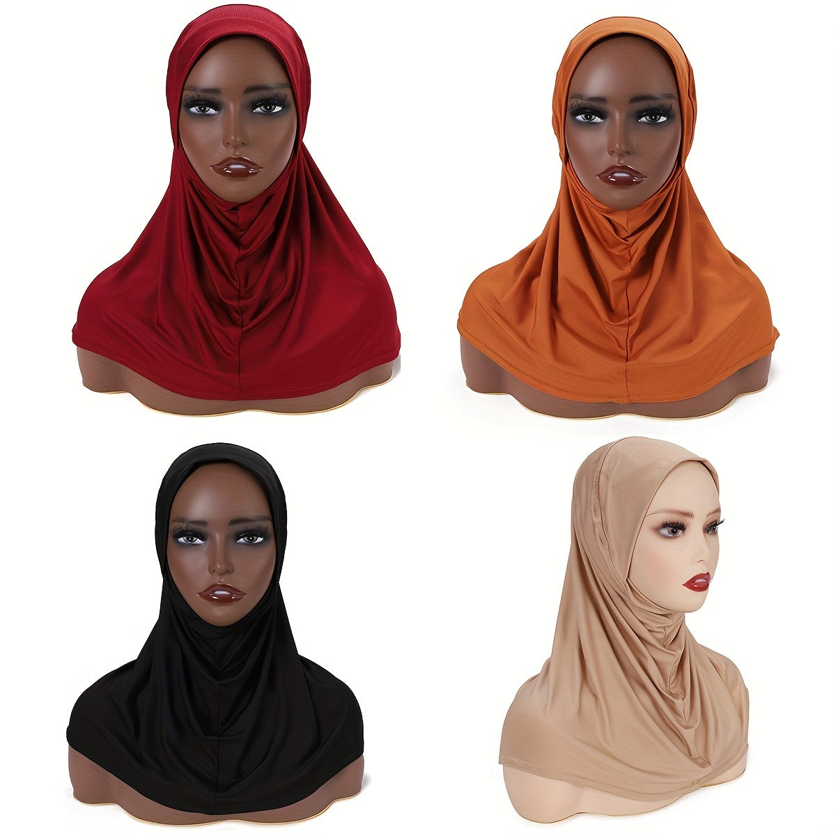 Ladies' Stretch Hijab Scarf Soft Breathable Polyester Lace Trim Full Chin Coverage in Multiple Colors