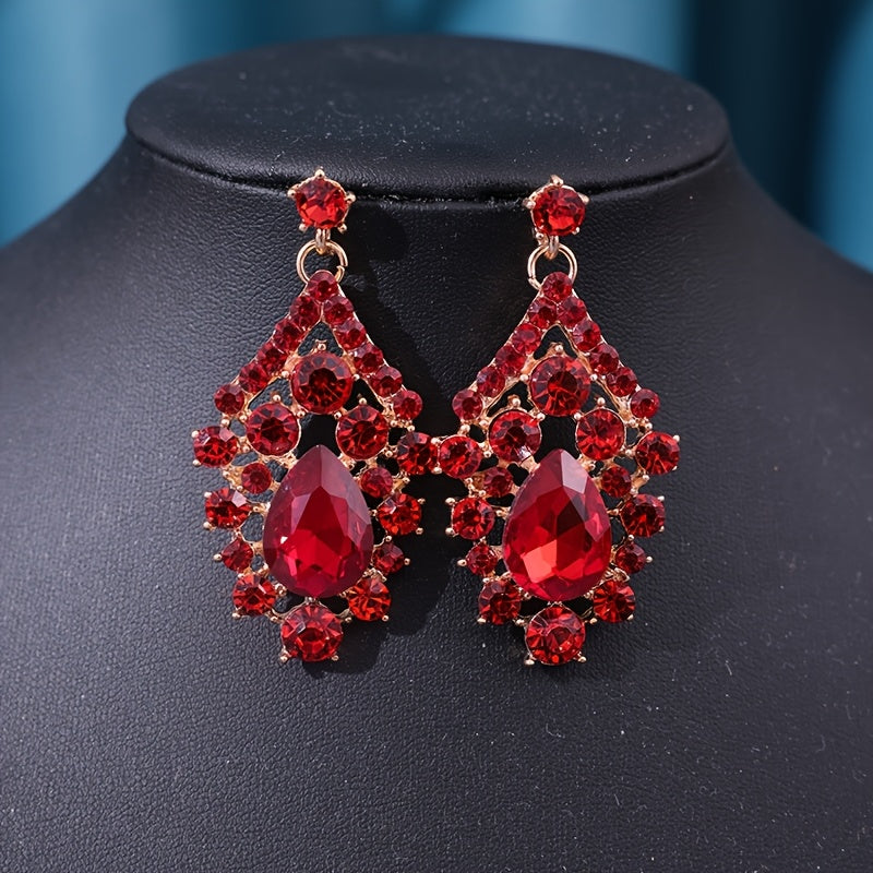 Conjunto de joyería nupcial, corona de pedrería, collar y pendientes para bodas, promesas y fiestas