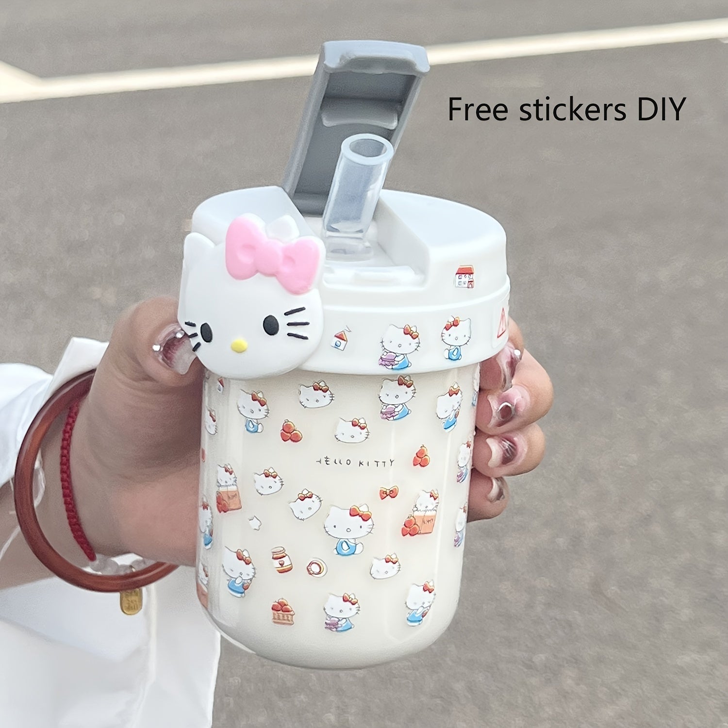 Mini Portable Water Bottle with Straw Oval Shape for Travel PVC Free