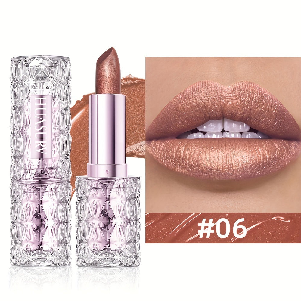 Mujer lápiz labial hidratante de larga duración con acabado brillante
