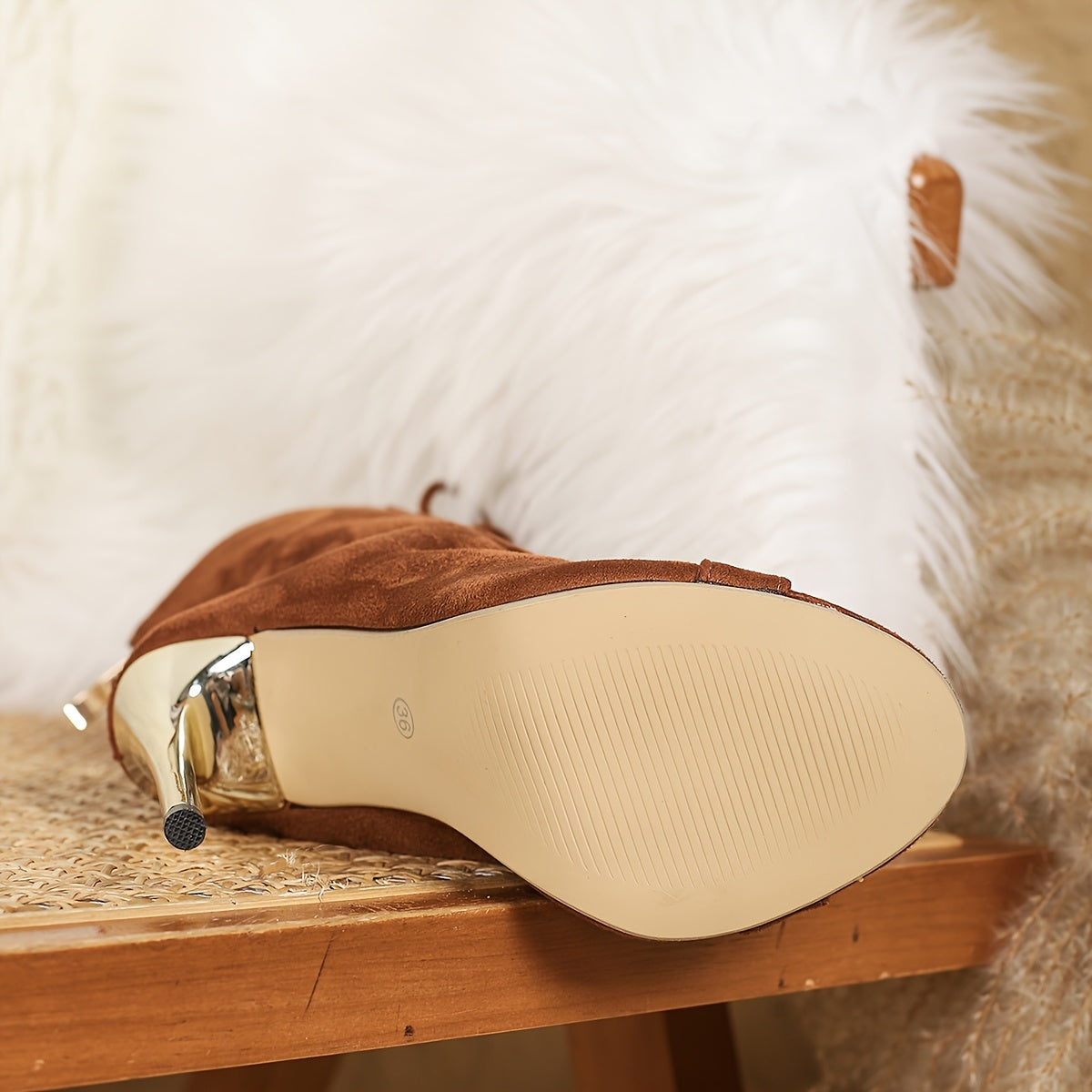 Women's Western Style Comfort Boots with Zipper and Fish Mouth Design