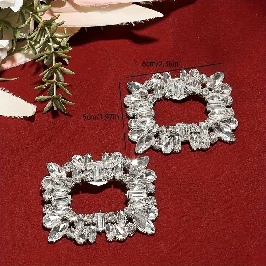 Women Crystal Shoe Clips 1 Pair Removable Rhinestone Buckle Decor