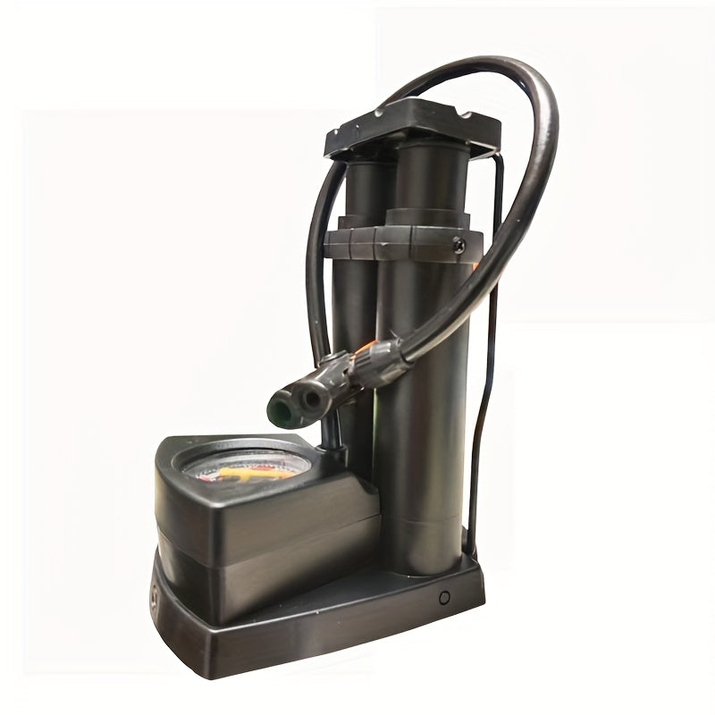 Bomba de aire portátil de alta presión negra con manómetro para coches, bicicletas y motocicletas